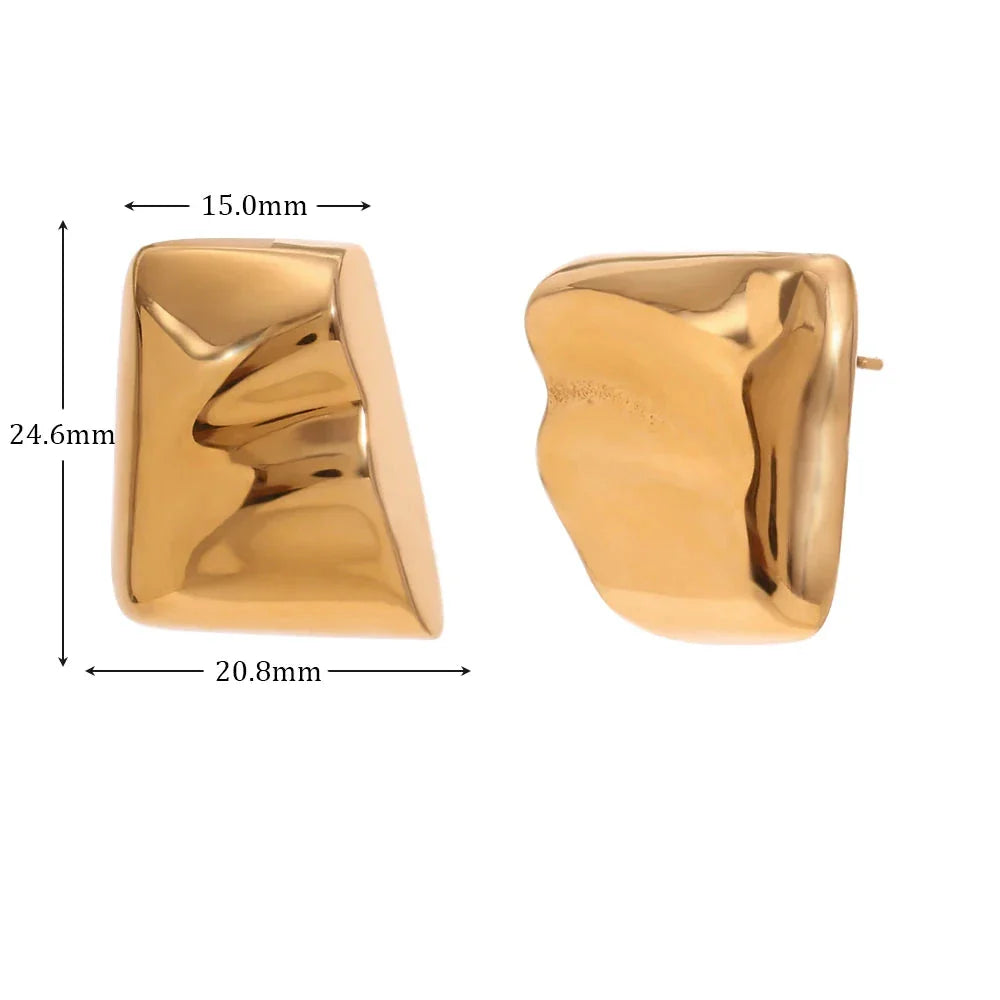 Brincos Trapezoidais Dourados em Aço Inoxidável